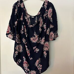 Old Navy Navy Floral Blouse